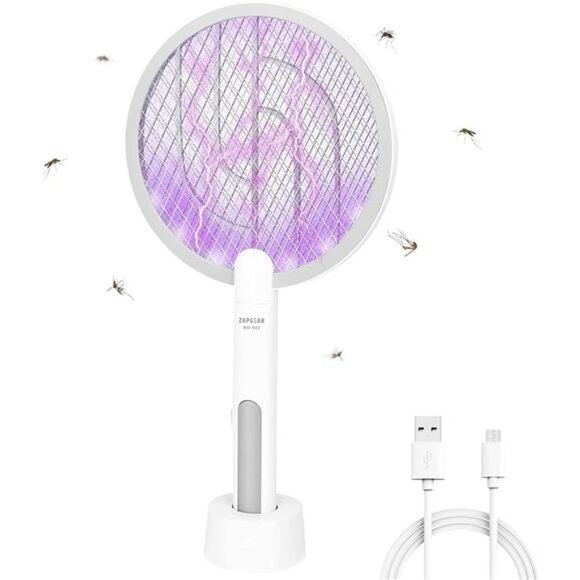 USB Rechargeable Electric Fly Swatter, 1200mAh with Charging Base, Home Night La - Picture 1 of 7